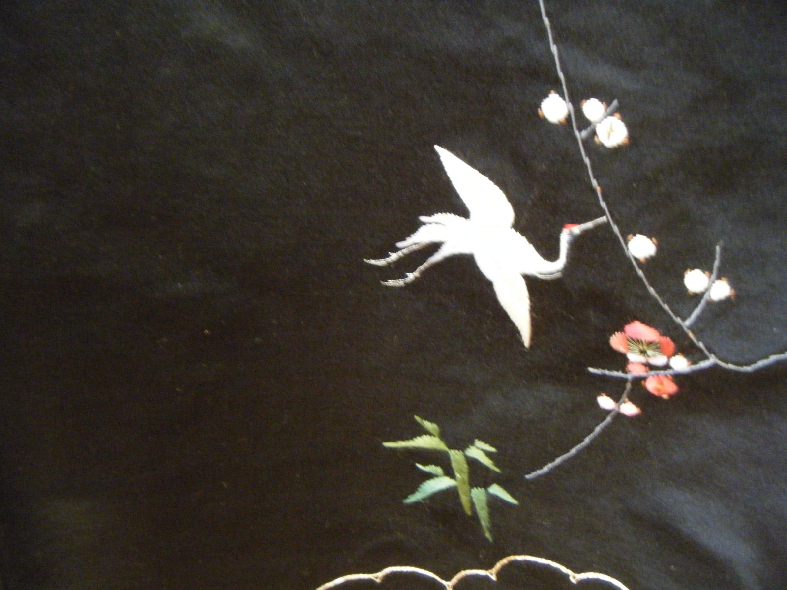 Antique Meiji Silk Japanese Wedding Furisode Kimono w/ Sho-Chiku-Bai