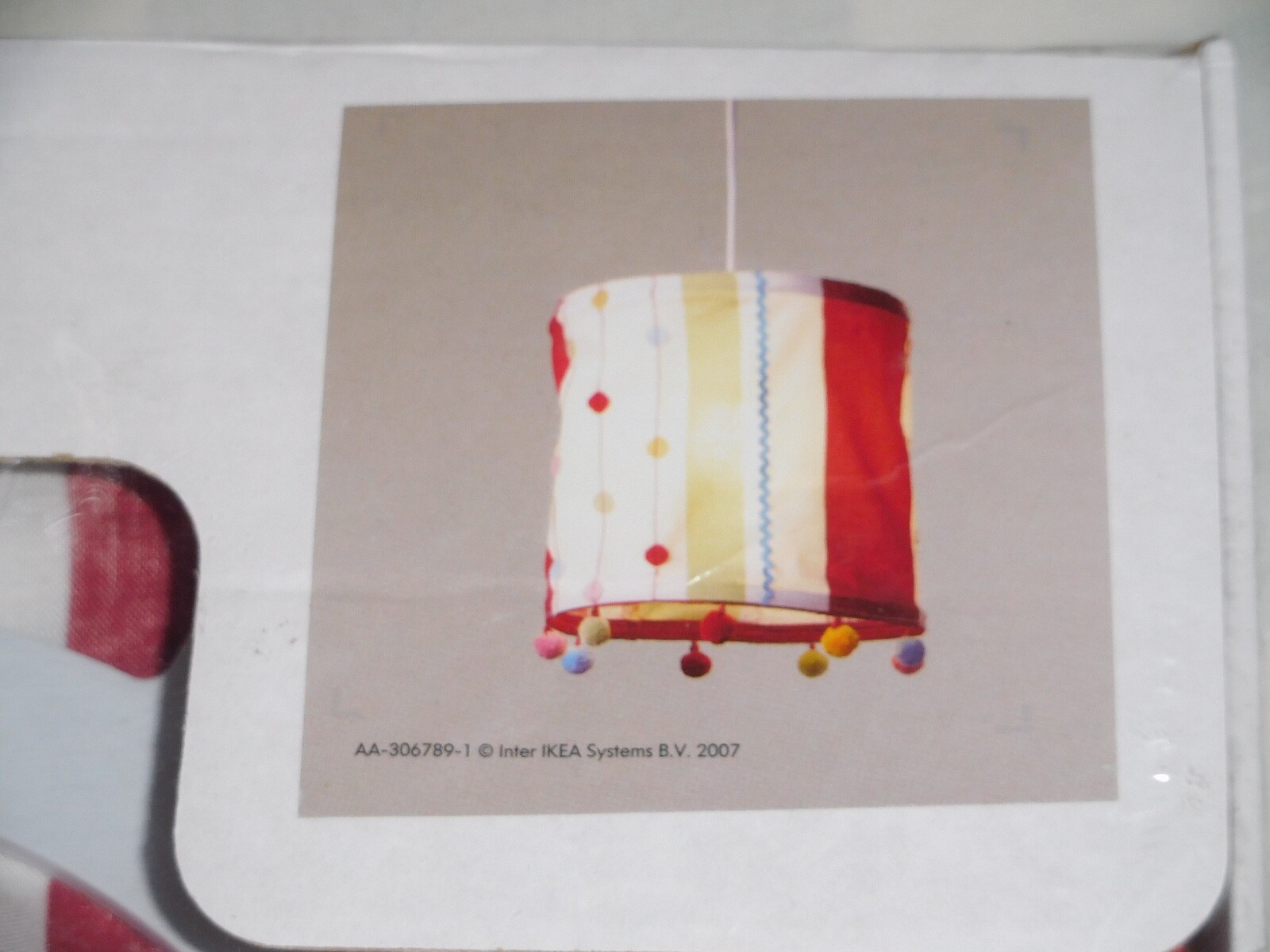 IKEA KAXIG HANGING LAMP SHADE MULTI COLOR WITH POM PONS RED IKEA KAXIG HANGING LAMP SHADE MULTI COLOR WITH POM PONS RED