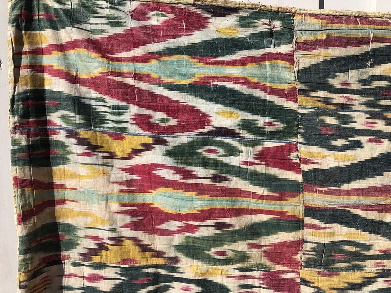 Seiden Stoffe Hand  Gewebter Ikat Bukhara Sehr Alt
