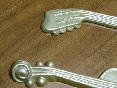 Vintage Metal Wall Decor Mandolin and Violin Fiddle Refinished in Gold Art Deco