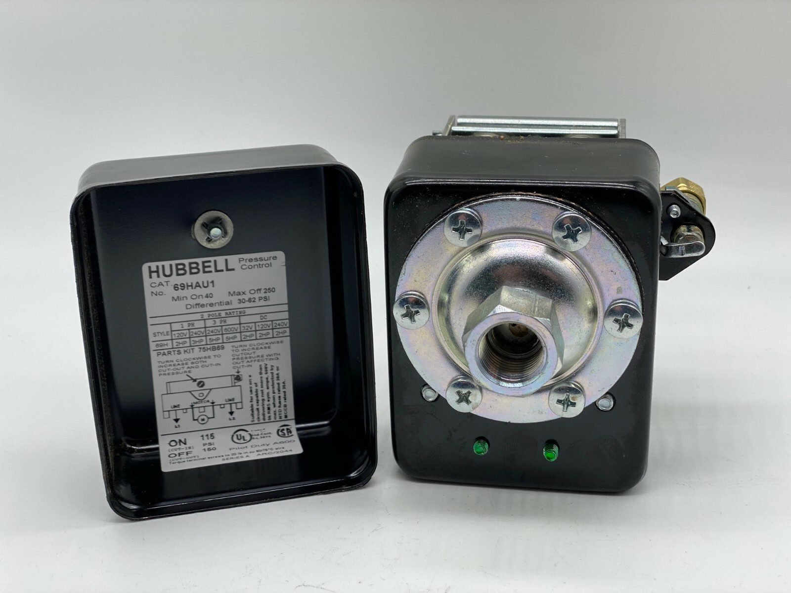 Hubbell 69HAU1 Pressure Switch w/Unloader Factory set 115 in 150 out 3/