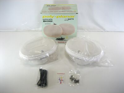 Poly-Planar MA5950 6''x 9'' Premium Oval Marine Speakers Pair White New Open Box