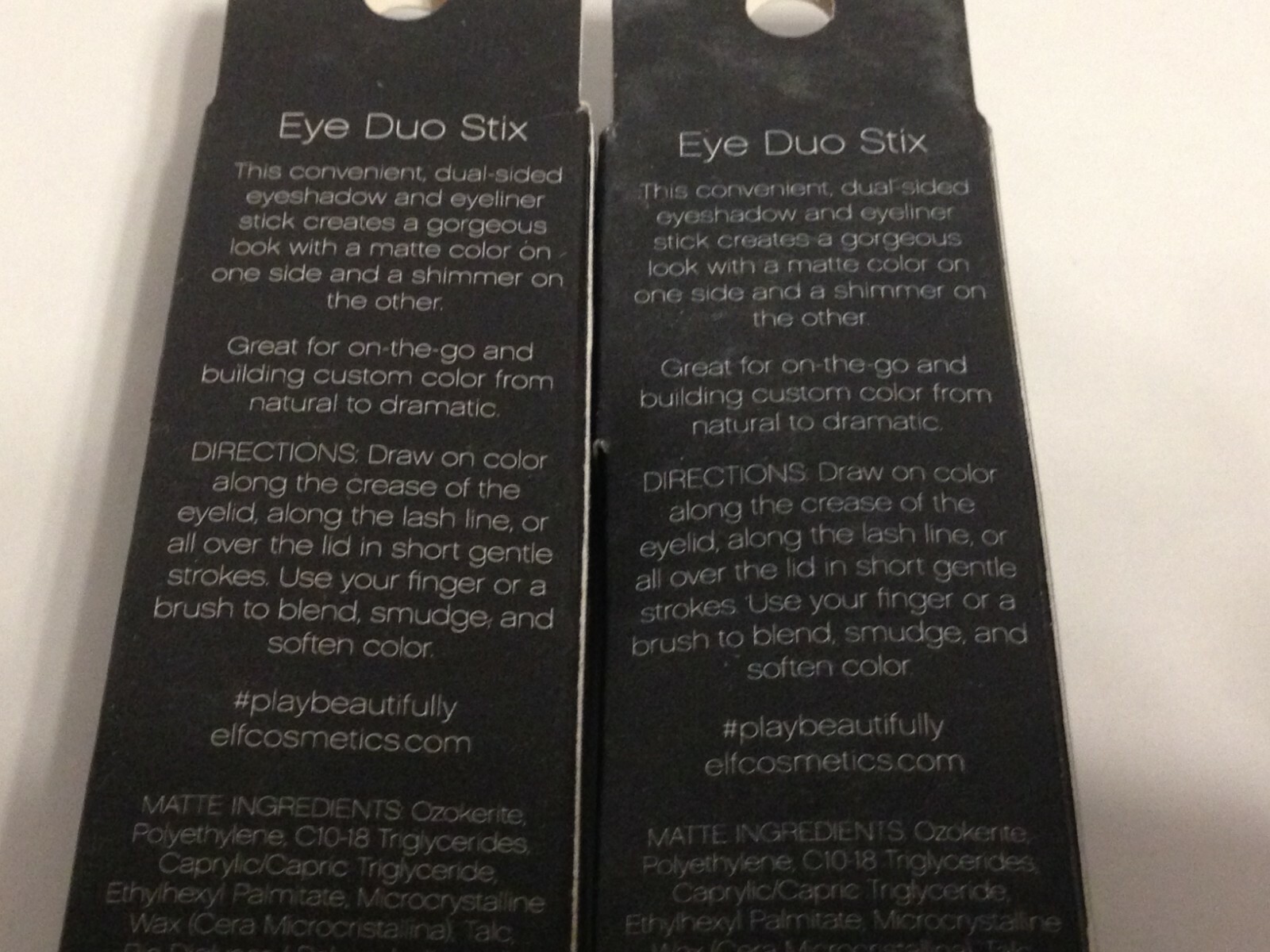 e.l.f. Shadow & Liner Duo Stix BLACK Lot of 2!