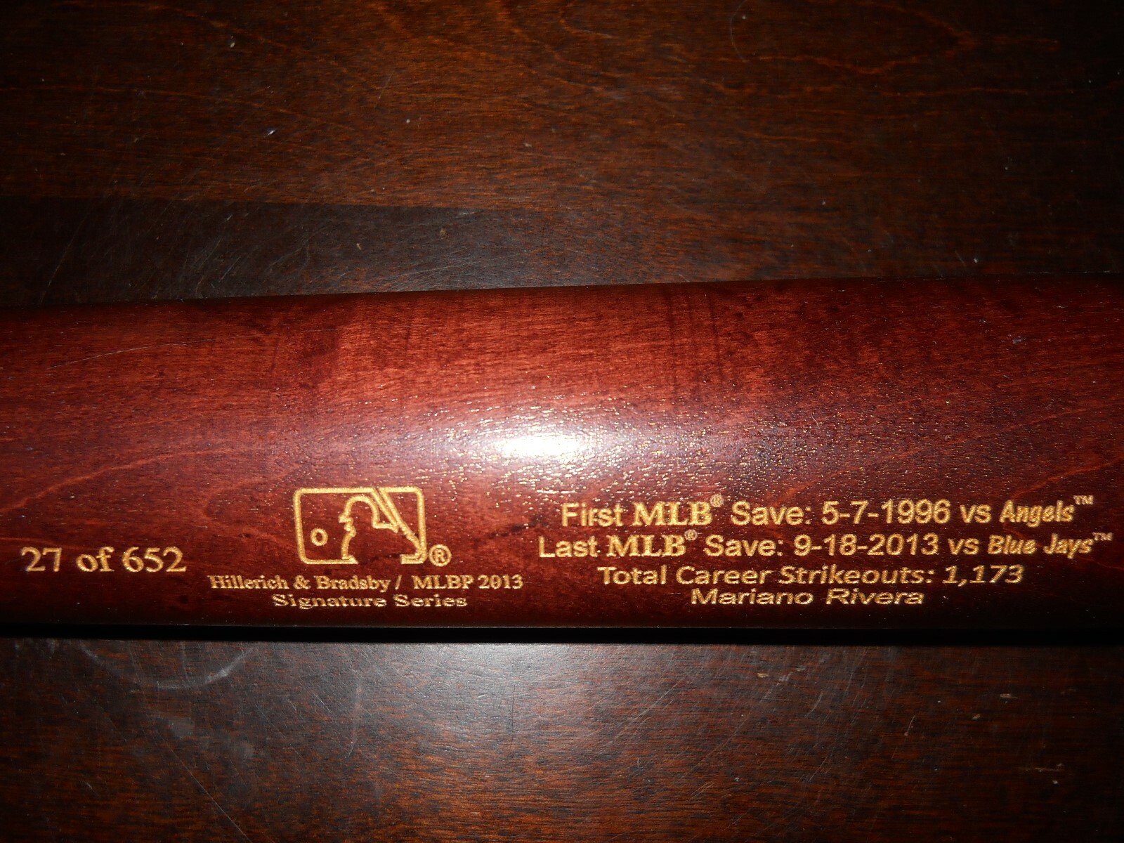 MARIANO RIVERA AUTOGRAPH LTD EDITION 652 RETIREMENT BASEBALL BAT STEINER SPORTS