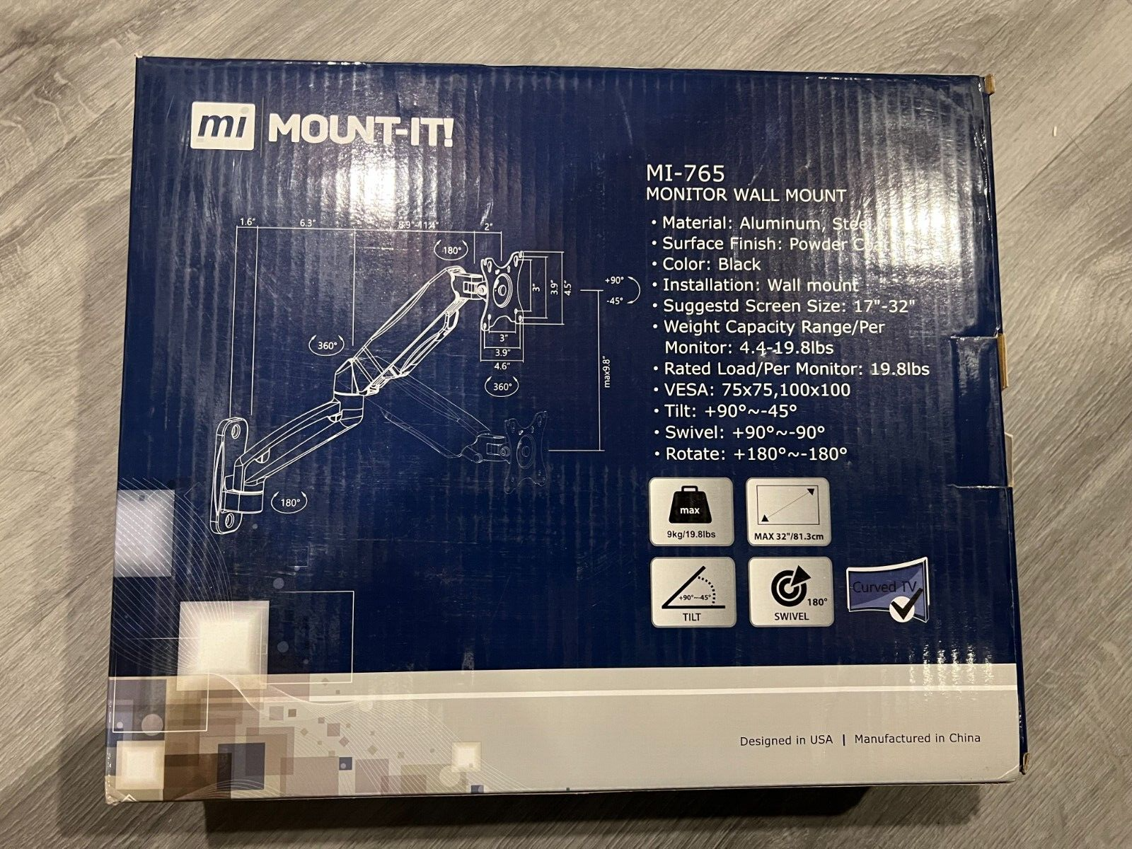 New Mount-It Height Adjustable Monitor Wall Mount Arm for 13