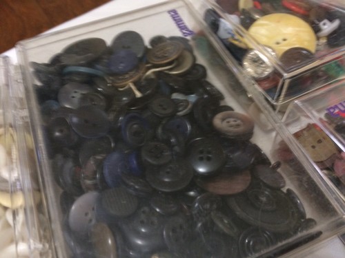 Lot of Vintage Buttons 100s UNSORTED Various sizes and colors 4 plastic boxes
