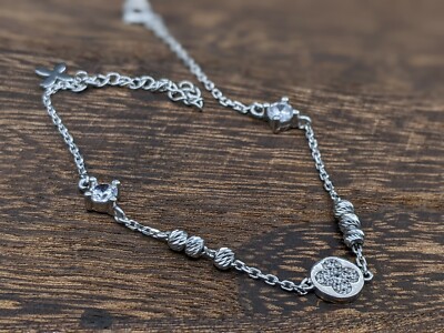 White Topaz Charm Bracelet 925 Sterling Silver 