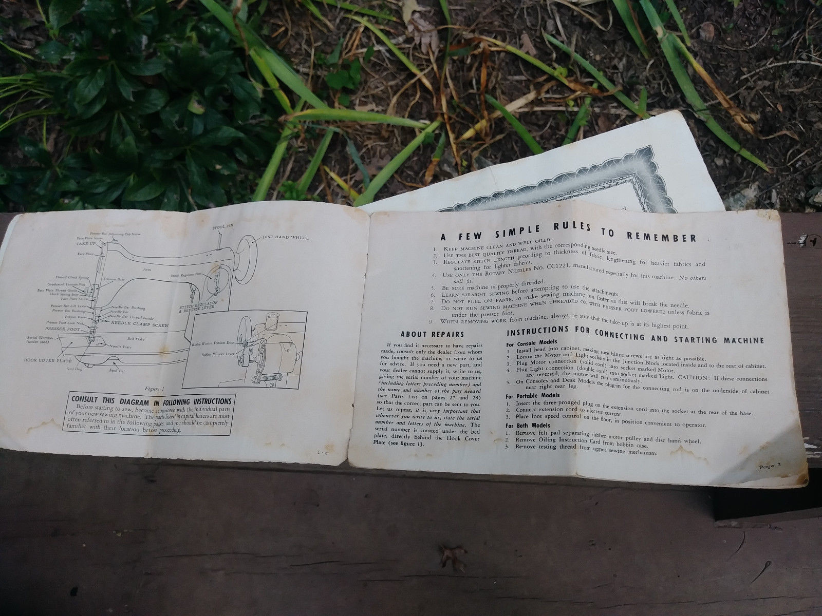 VINTAGE MANUAL FOR A MODEL LLC NEW HOME  LIGHT RUNNING SEWING MACHINE