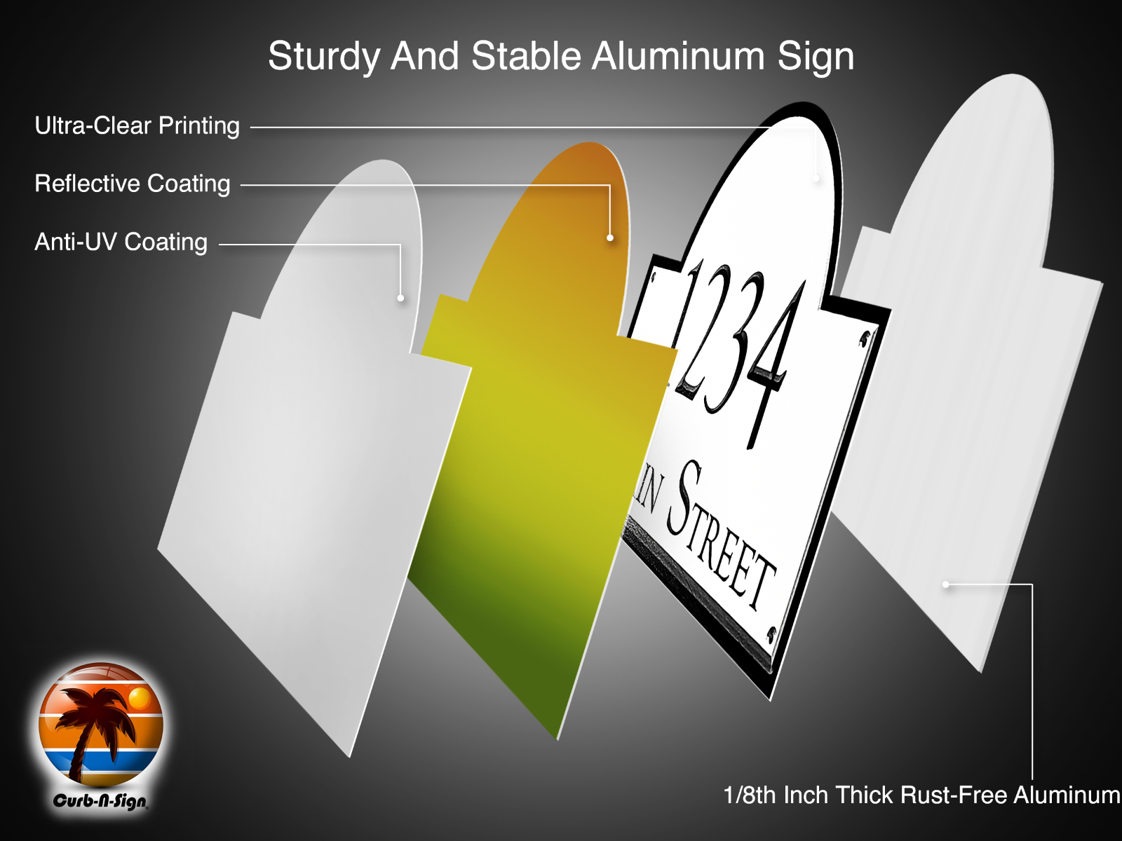 Curb-N-Sign Arch Address Sign Plaque Super Reflective customized