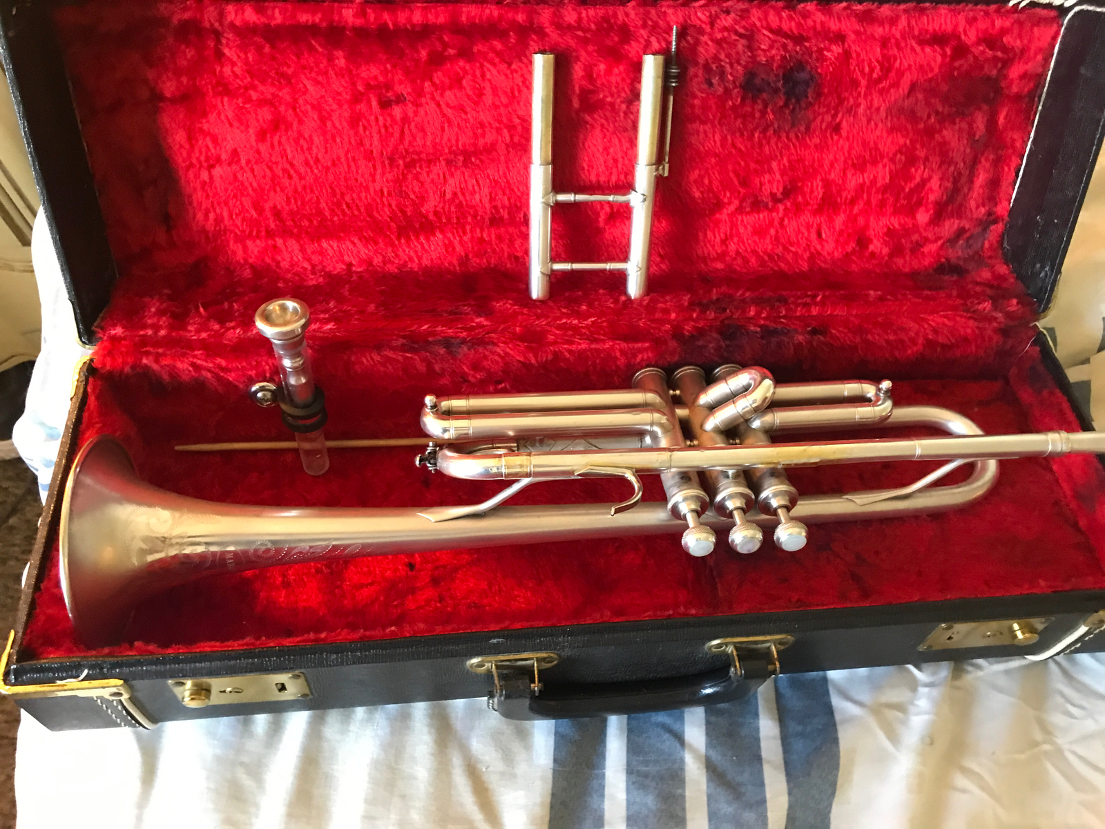 Bach Stradivarius Trumpet Finger Button With Pearl Strad Cornet Silver Set Of 3