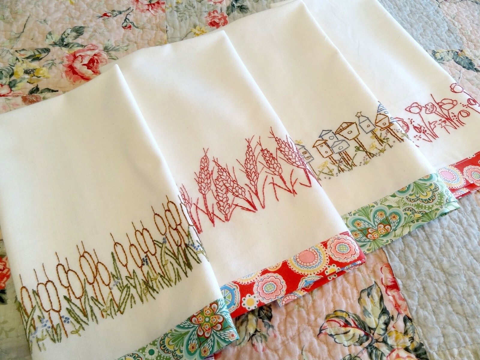 wheat-cattails-poppies-hand-embroidery-patterns-kitchen-towel-set-country-garden-ebay