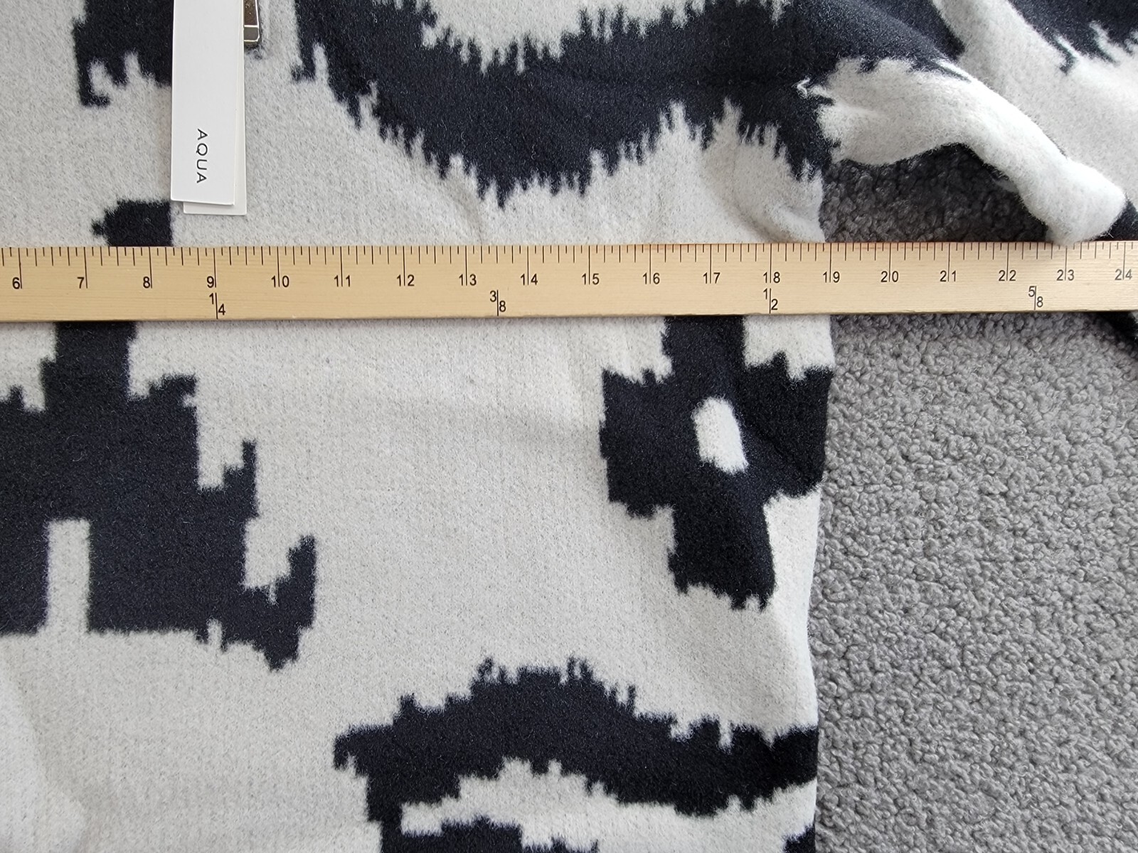 AQUA Quarter Zip Sweater Women's XS Cement Black/Ivory Long Sleeve Pullover - Picture 6 of 16