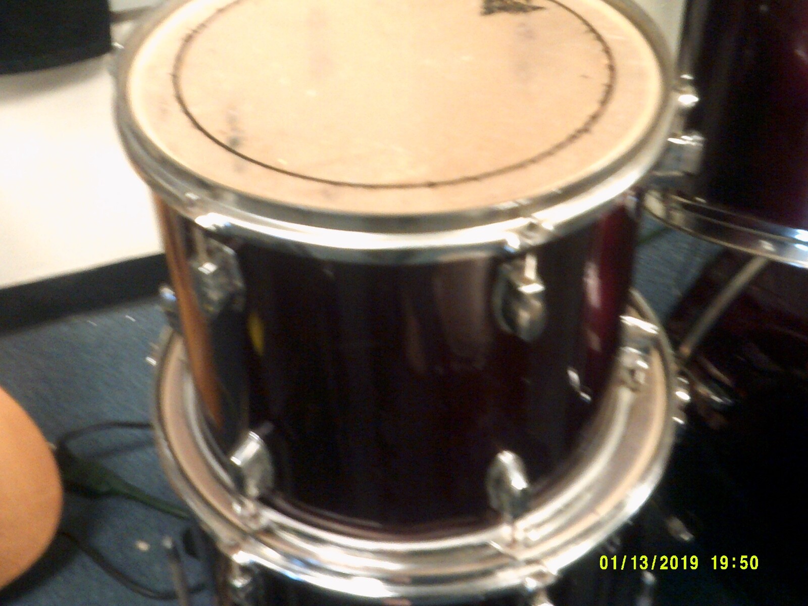 rock wood 13 dia by 11 deep  Tom drum  maroon