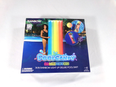 RAFT POOL CANDY ILLUMINATED 74 INCH RAINBOW LIGHT UP DELUXE POOL RAFT LIGHTS UP