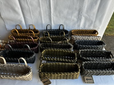 Vintage NOS Blossom Bucket 15 Baskets w/ Tags Primitive Country 7''x2'' Woven Reed