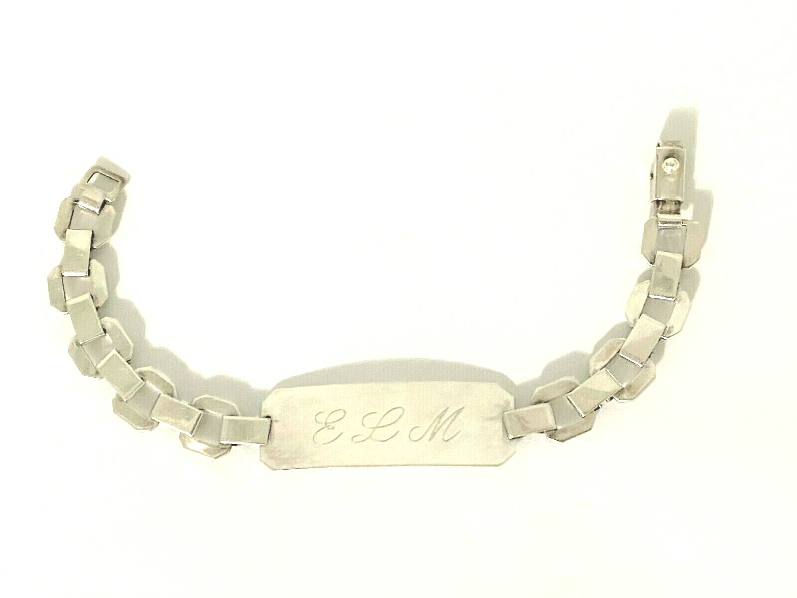 アクセサリー vintage Italian silver 925 id bracelet Vintage Sterling Silver 925 Italy Rectangle Link ID Bracelet