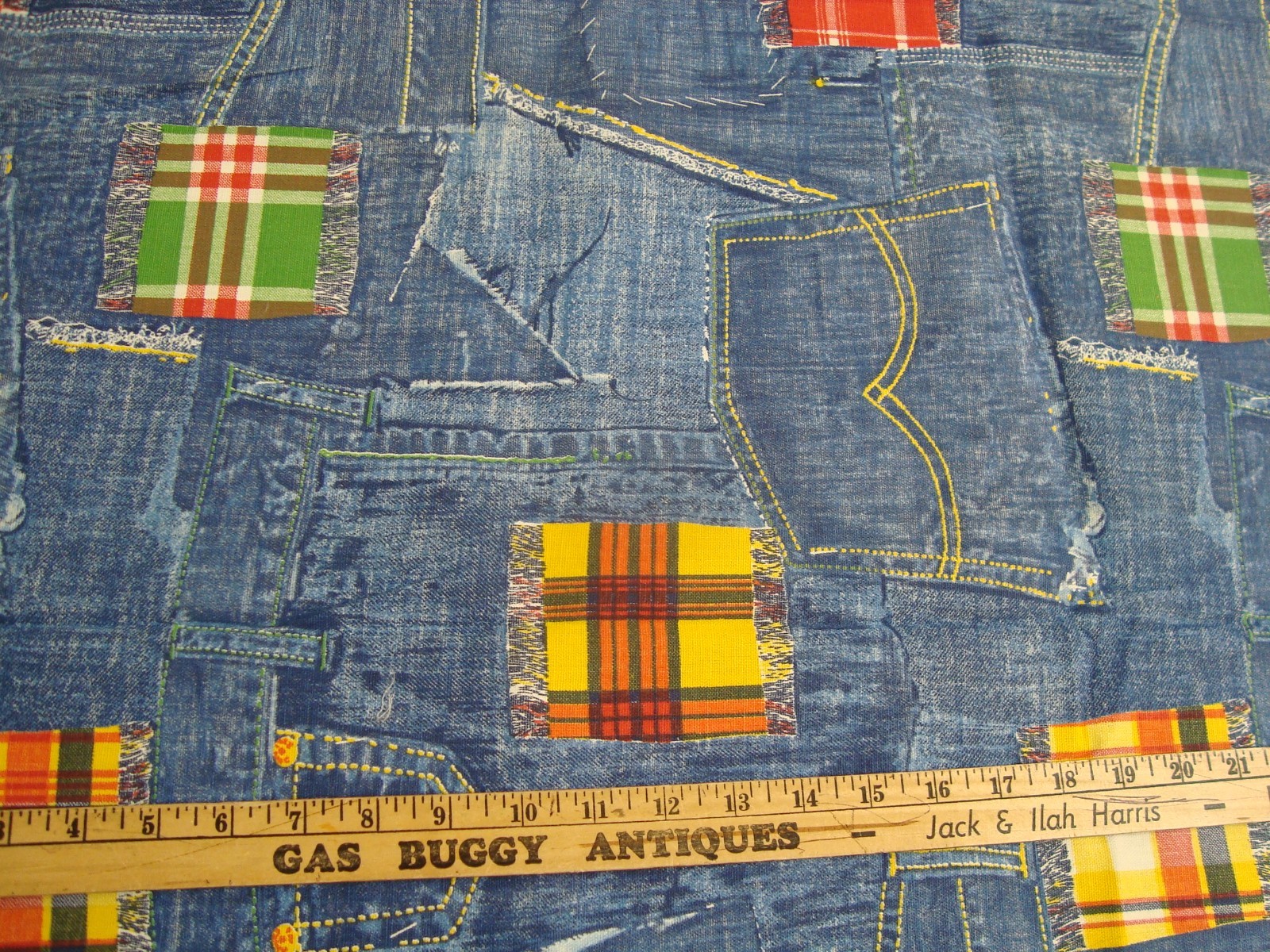 Remnant 100% COTTON Blue JEAN POCKETS Craft FABRIC 30