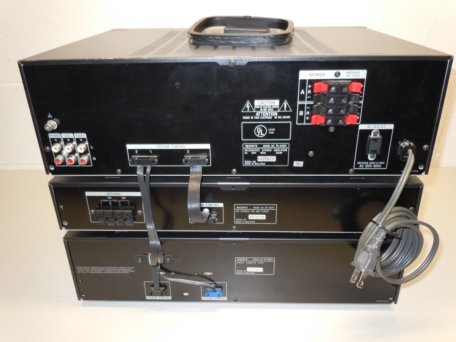 SONY TA-AX311 STEREO AMP TC-W311 DUAL TAPE DECK ST-JX311 AM/FM TUNER - Tested