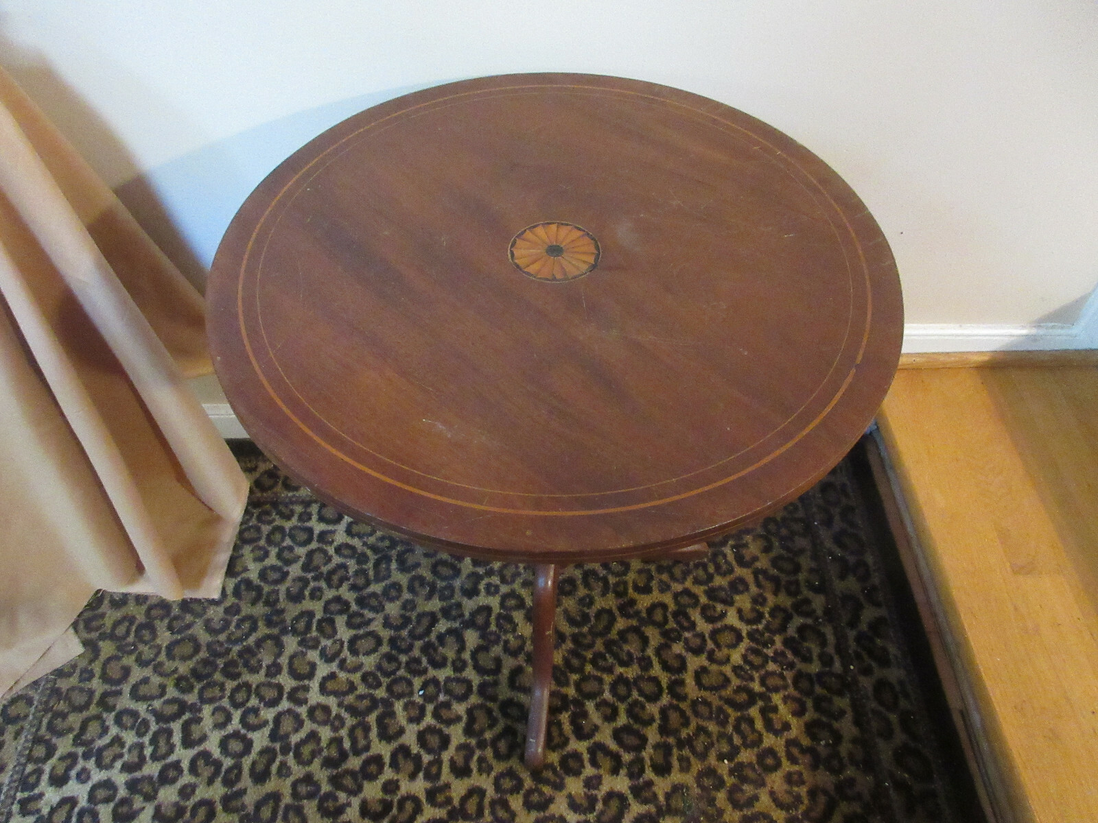 Antique Round Flip Top Table Tilt Top Marquetry