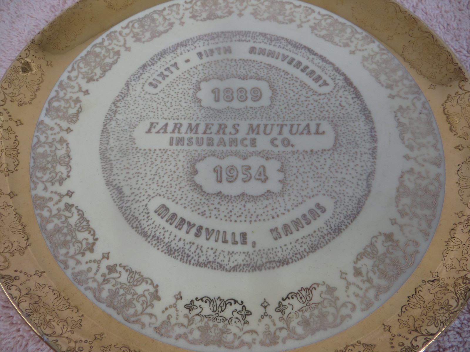 Vintage Advertising Plate - Farmers Mutual Insurance - Marysville, KS - 1889-54