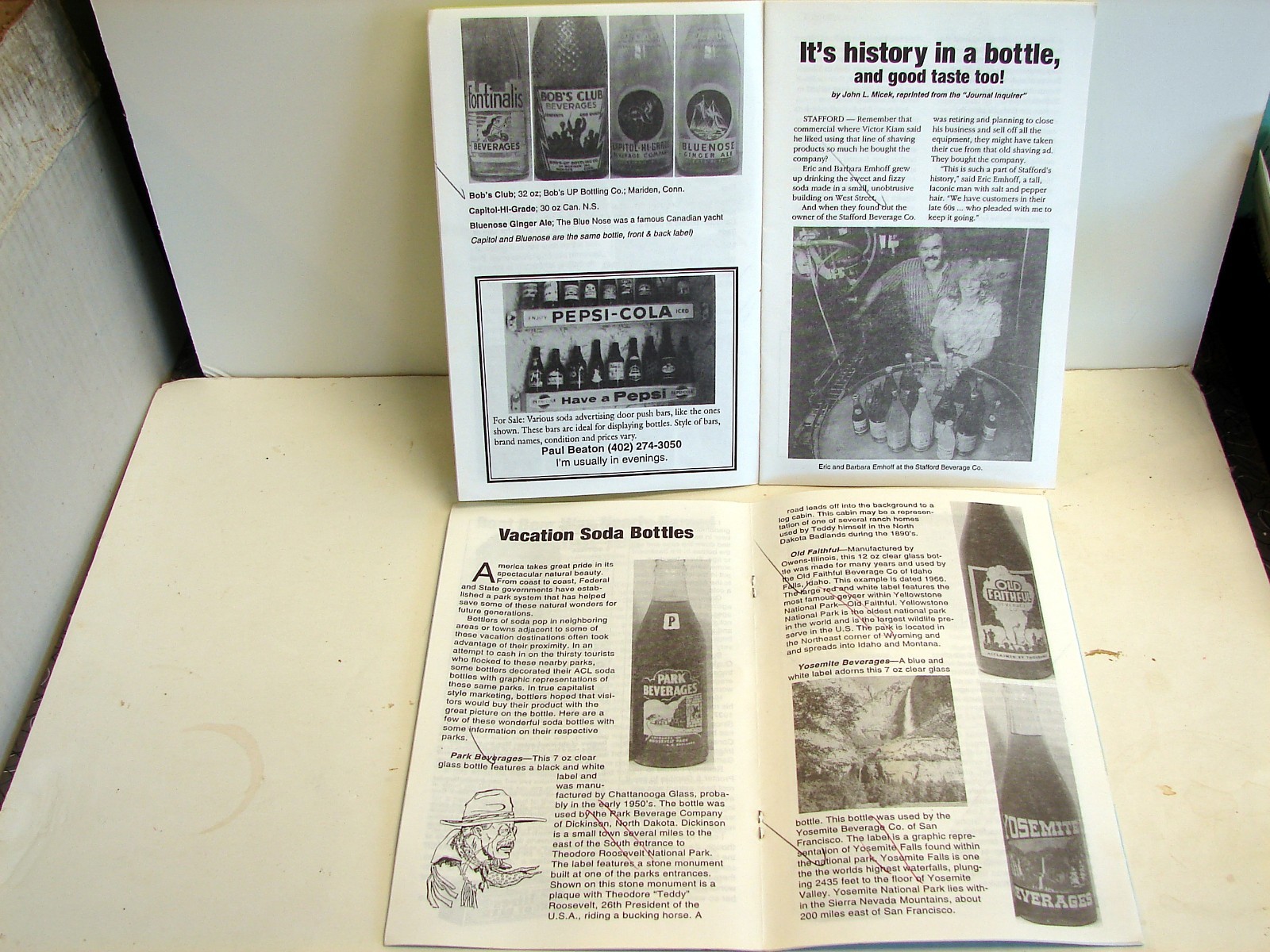 Painted Label Soda Net; 1995 (2) issues; ACL soda collectors Official Newsletter