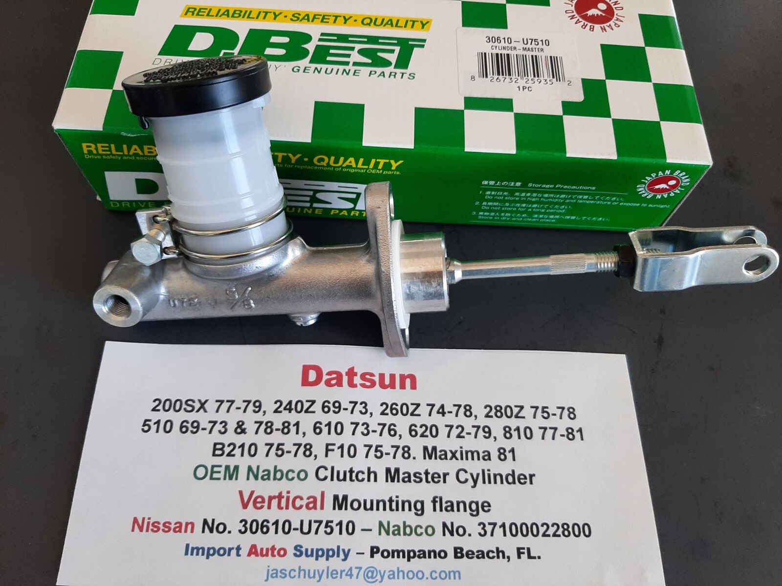 Nabco Clutch Master Cylinder fits Datsun 240Z,260Z, 280Z Nabco Clutch Master Cylinder fits Datsun 240Z,260Z, 280Z