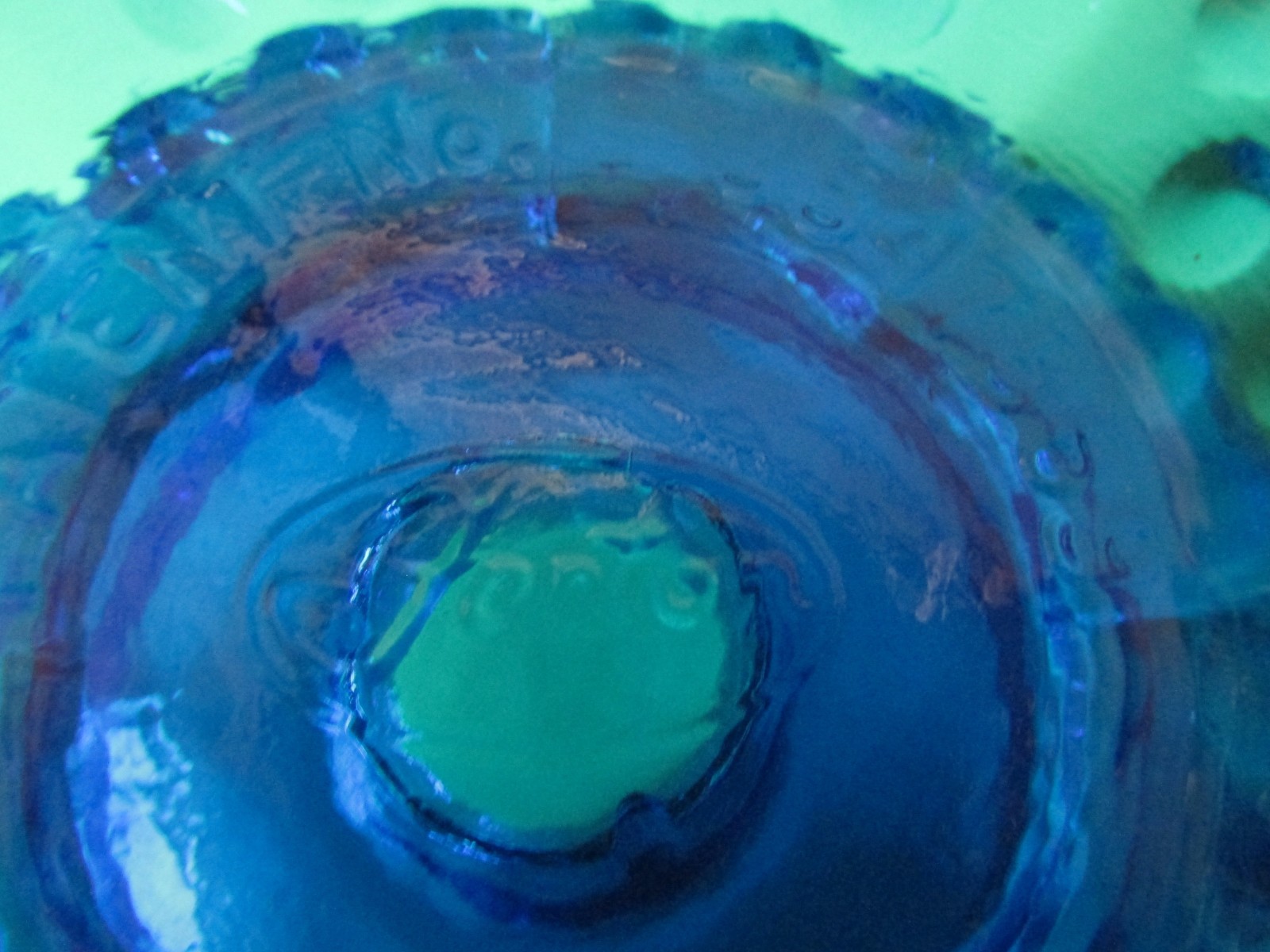 VINTAGE FENTON COBALT BLUE SIX-CANDLE HOBNAIL PEDESTAL BOWL LABELED!