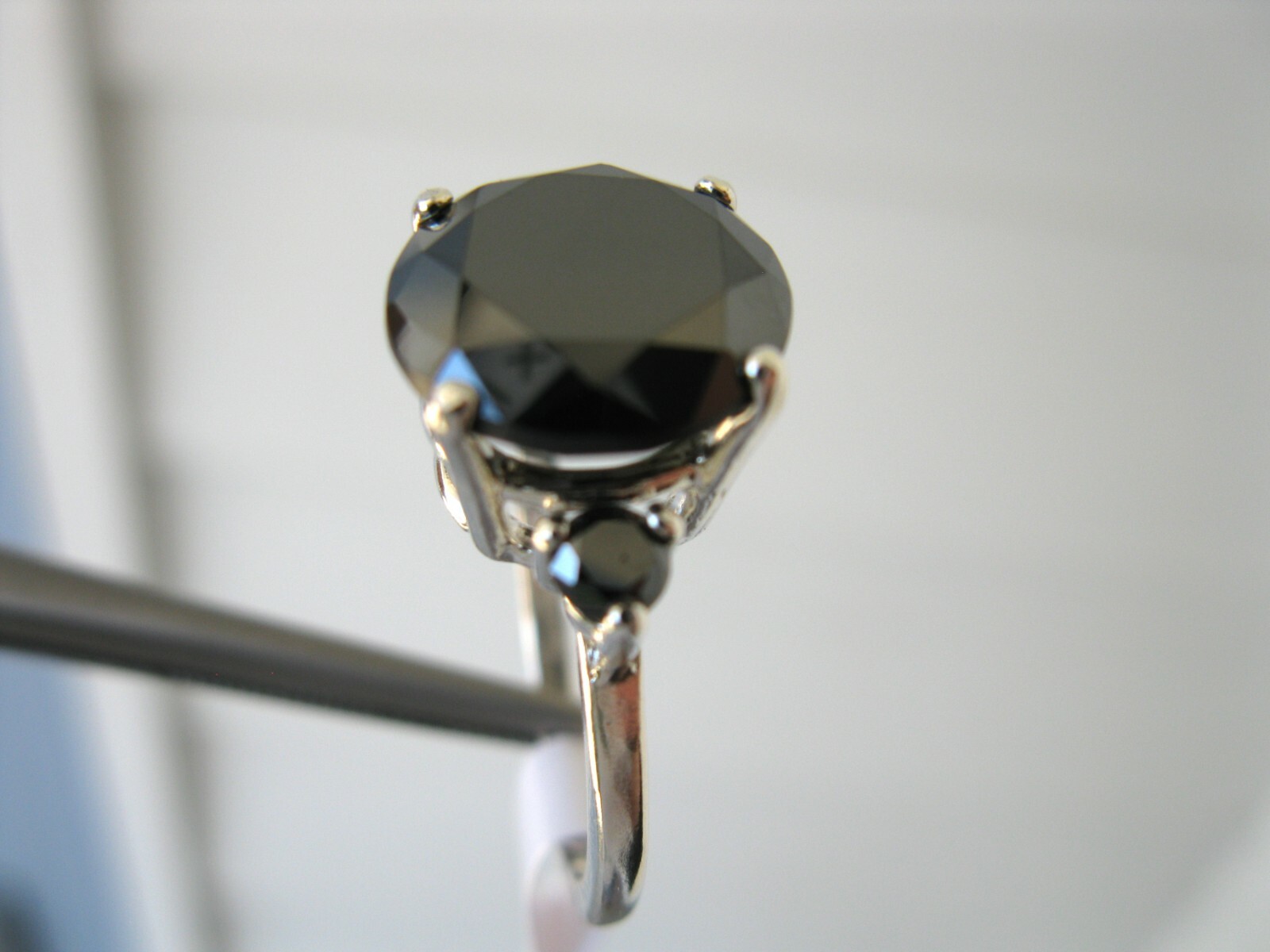 Pre-owned Real Black Diamonds Inc 3.20ctw Real Black Diamond Ring,3 Dia's,certificate,dia Tester,size 5,6,7,8,9,10
