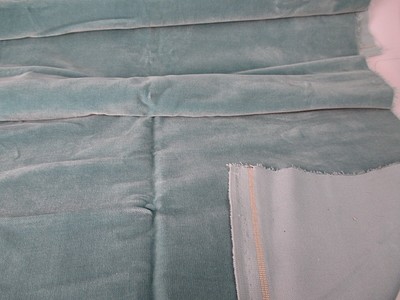 Vintage Velvet Fabric Remnant Germany Cotton 34 in W light green