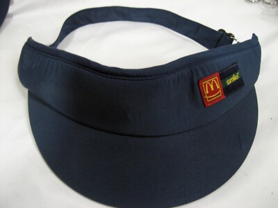 New Unisex McDonalds Employee Adjustable Navy Blue Work Visor w/logo & ''SMILE''
