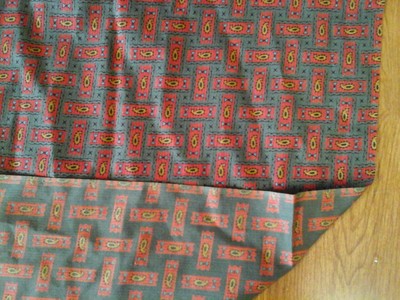 Vintage Cotton Blend Fabric Red & Blue Geometric Gold Paisley on Green 2 Yd/36