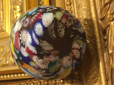 VINTAGE MURANO VENETIAN ART GLASS PAPERWEIGHT MILLEFIORE MATTE ROUND BALL HEAVY