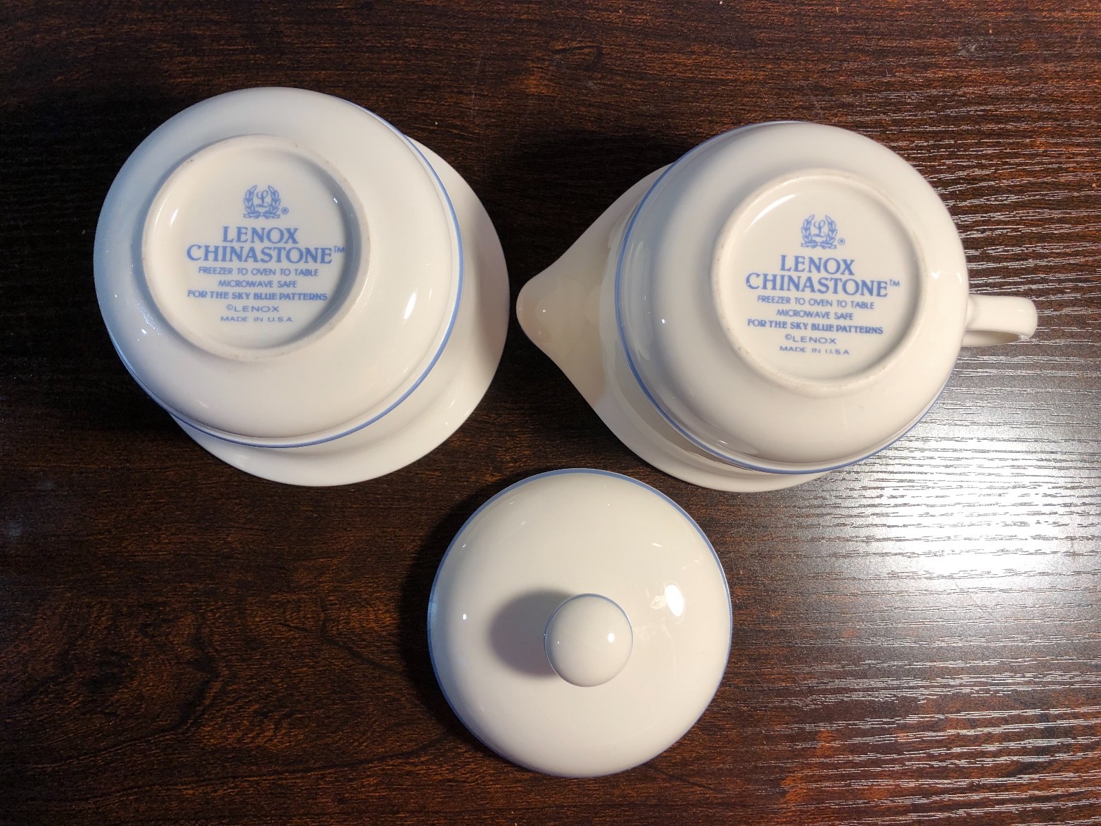 LENOX CHINASTONE FOR THE SKY BLUE PATTERNS SUGAR AND CREAMER