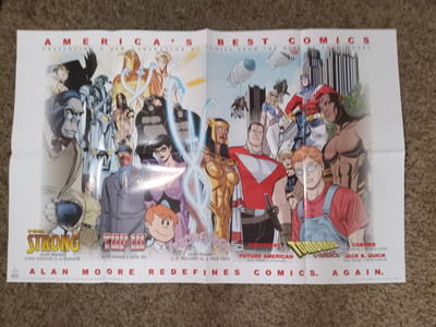 1999 AMERICAS BEST COMICS by ALAN MOORE Promo/AD Poster Promethea Tom Strong