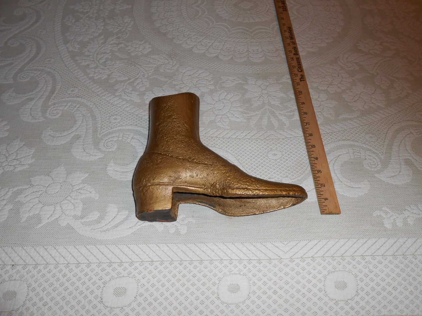 Large Antique Cast Iron Button Down Victorian Shoe Boot Door Stop