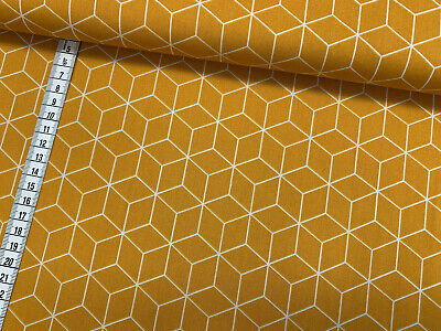 Baumwollstoff - Quadrate - Senf