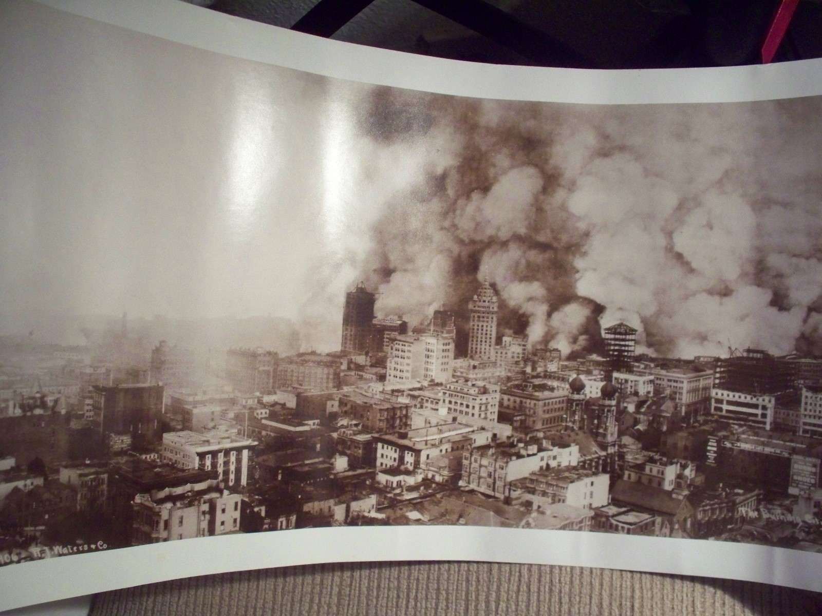 1906, SAN FRANCISCO, EARTHQUAKE & FIRE, PANORAMIC PHOTO, R.T. WATERS
