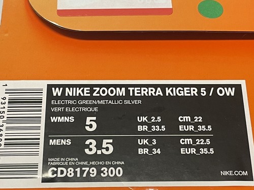 Pre-owned Nike X Off-white Zoom Terra Kiger 5 Electric Green Cd8179-300 Women's Size 5 Us