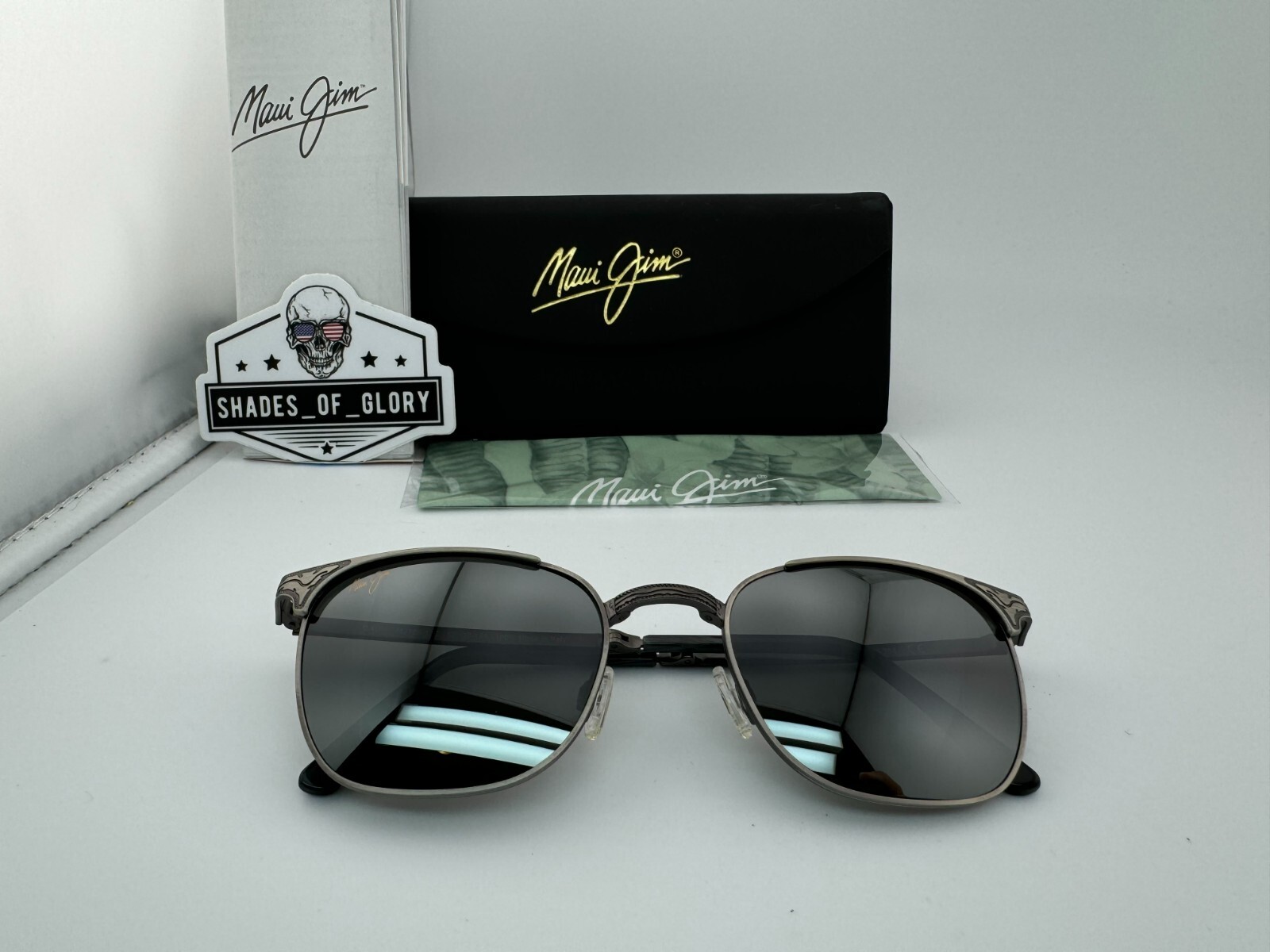 Pre-owned Maui Jim Stillwater Mj 706-17c Pewter Neutral Grey Polarized Folding Sunglasses