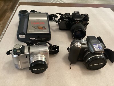 LOT OF 4 CAMERAS AS IS FOR PARTS OLYMPUS TASHICA CAMEDIA