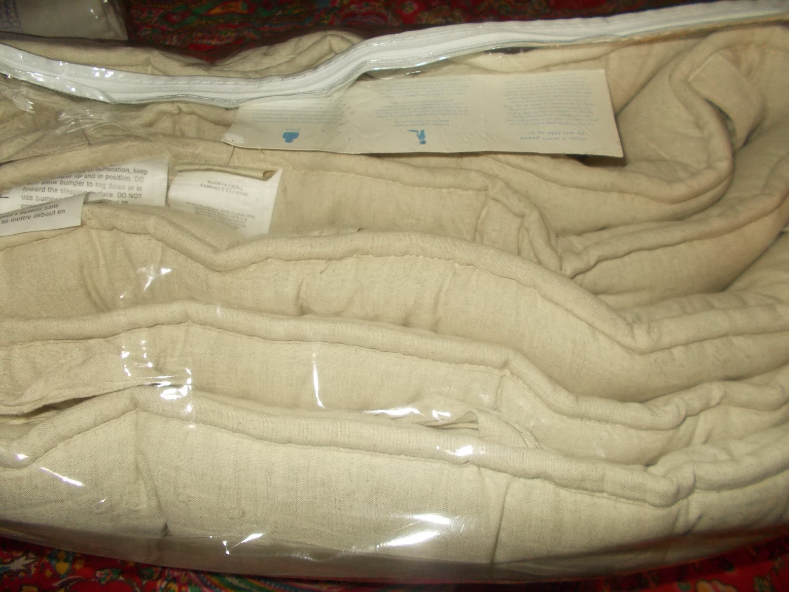 Pottery Barn Kids JENNI KAYNE DESIGNER Linen EMBROIDERED  Crib BUMPER , NEW