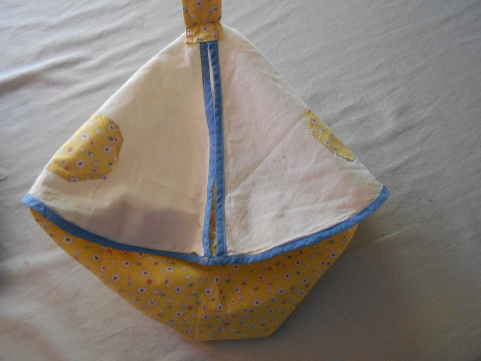 vintage round cotton hanging clothespin holder bag
