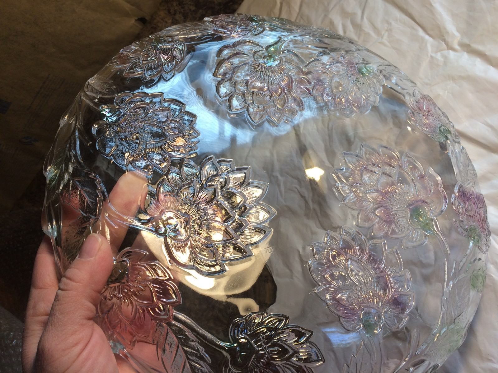 Vintage Thick Glass Floral Embossed 12