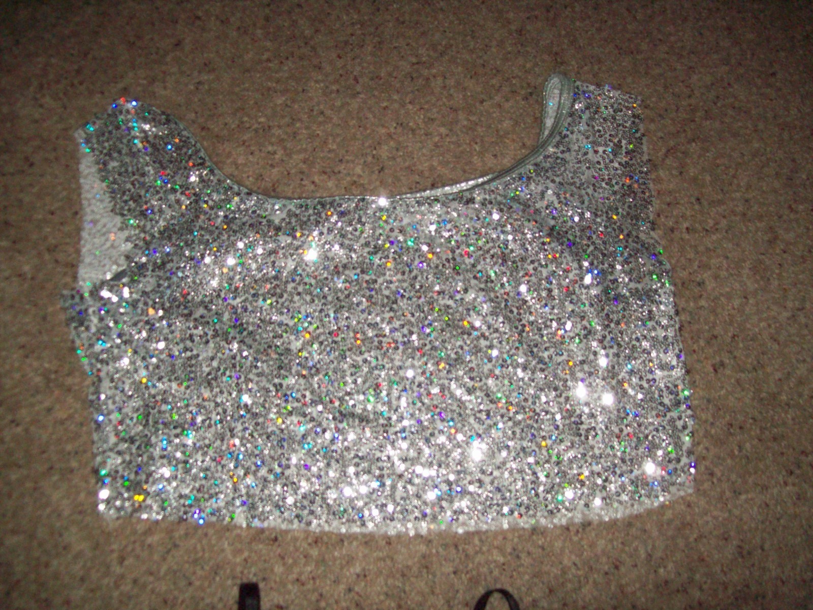 Dance Costume Size SA Small Adult 2 4 6 Weissman 7421 Black Leotard Silver top