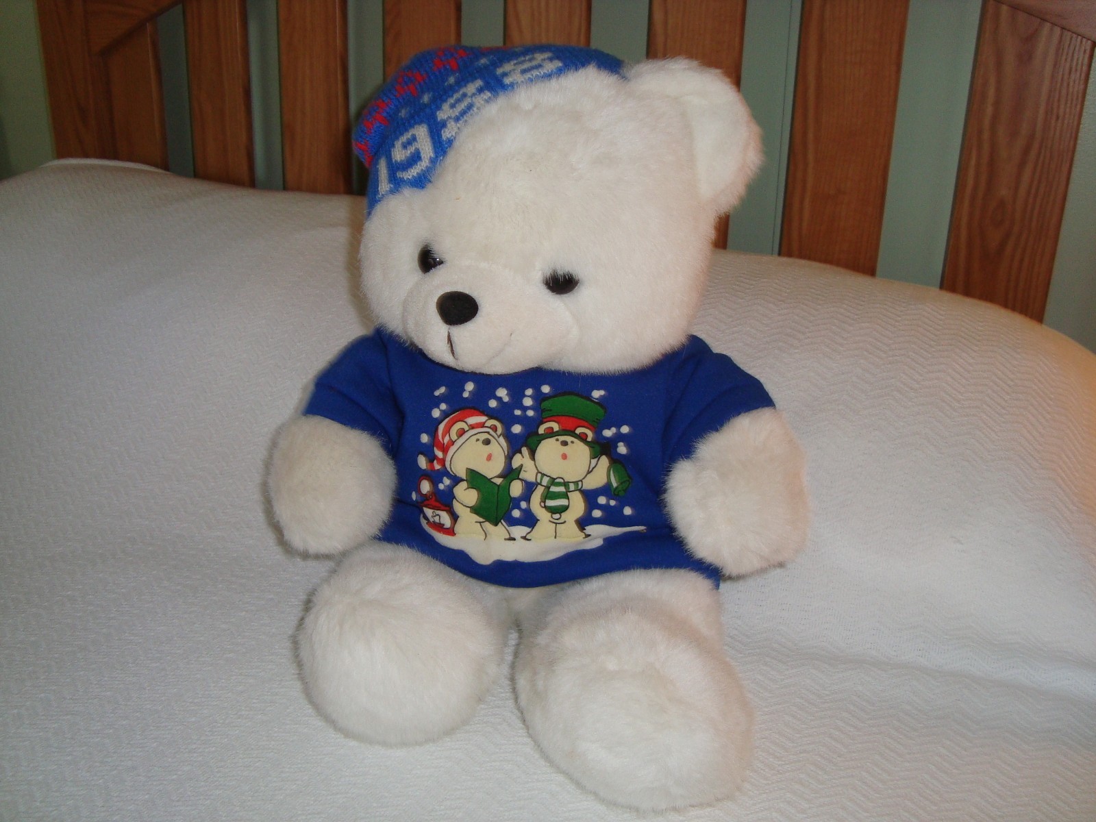 Blue Hat & Sweater 1988 Santa Bear Vintage