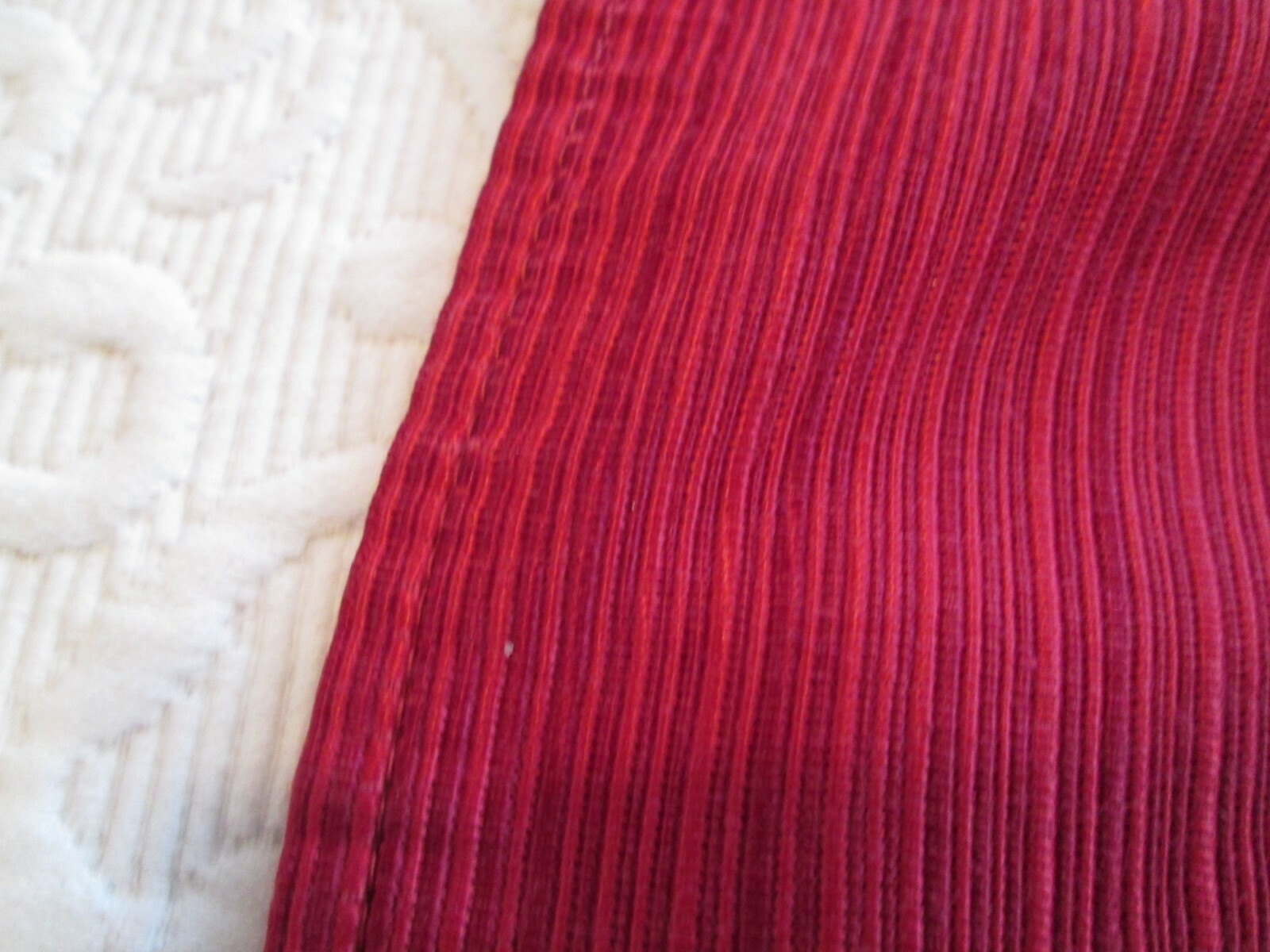 Vintage Cloth TableCloth  Woven Stripes Narrow Red 58