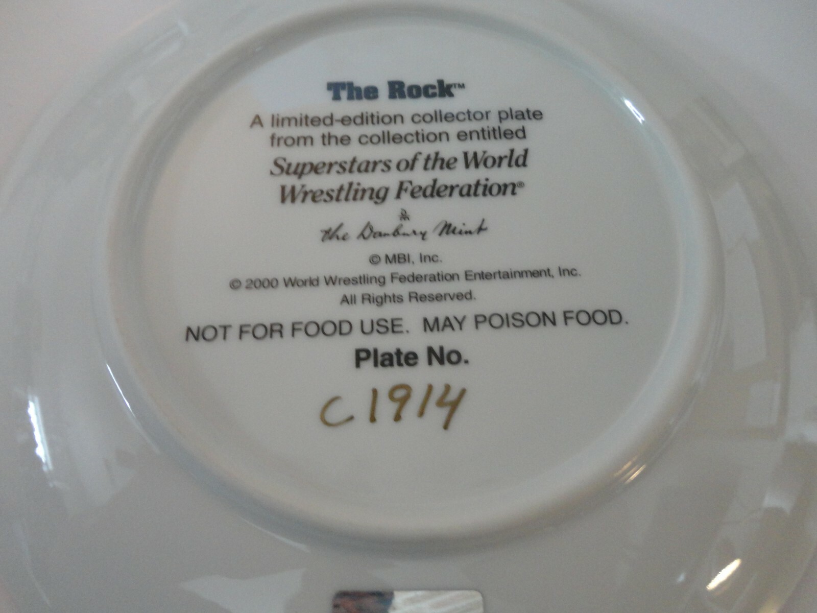 The Rock: Dwayne Johnson WWF Commemorative 8-inch plate by Danbury Mint