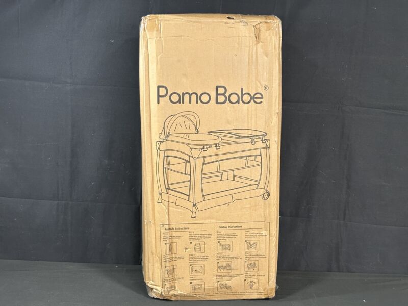Pamo Babe P005AM Playard Nursery Center W/ Foldable Playpen Grey Ex 01/29 Sealed