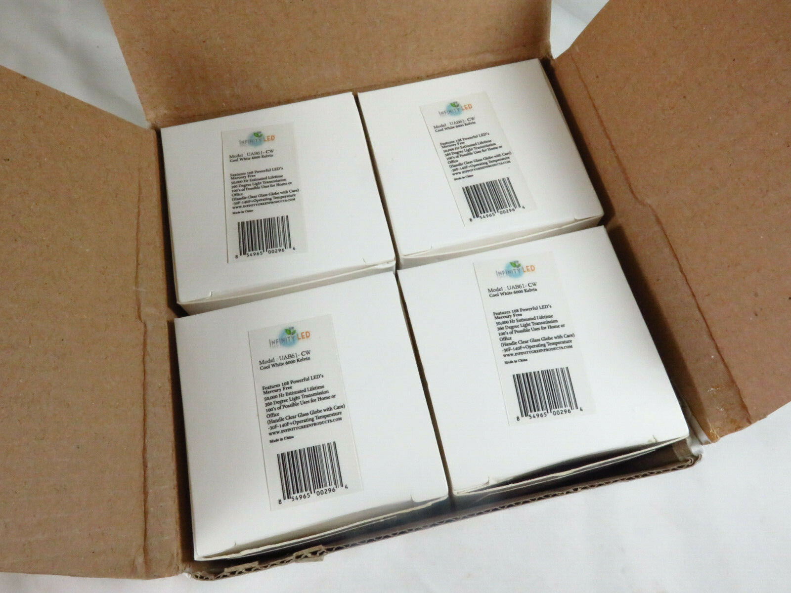 NEW ~ Infinity LED 5W Replaces 40W Bulb 380 Lumens A19 Bulb Medium Base 4 Pack
