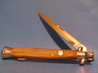 beautiful falcon stiletto pocket knife olive wood handle lock